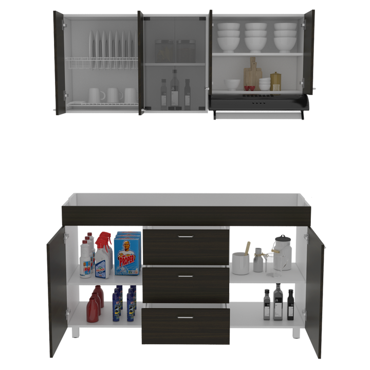 Cocina Integral Laurel color Wengue y Blanco .