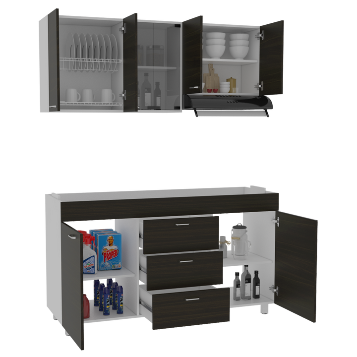 Cocina Integral Laurel color Wengue y Blanco .