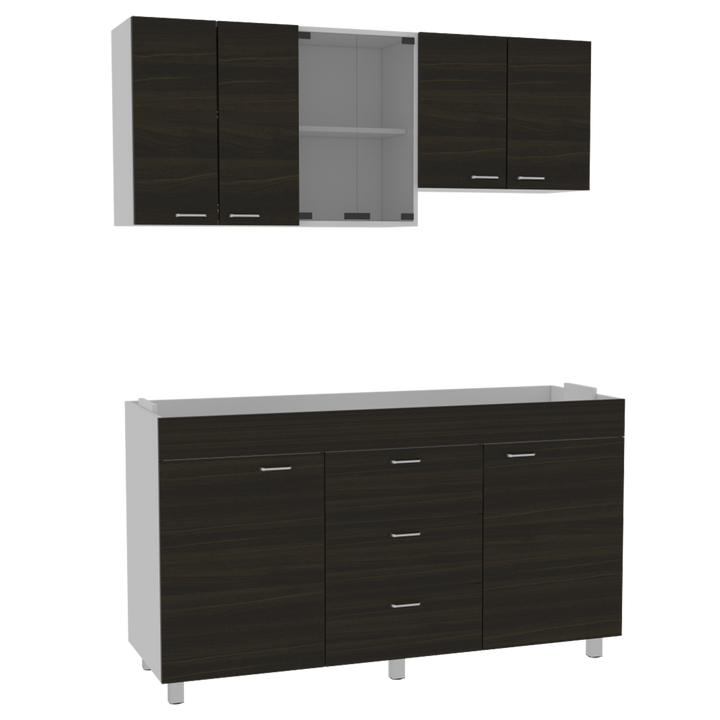 Cocina Integral Laurel color Wengue y Blanco .