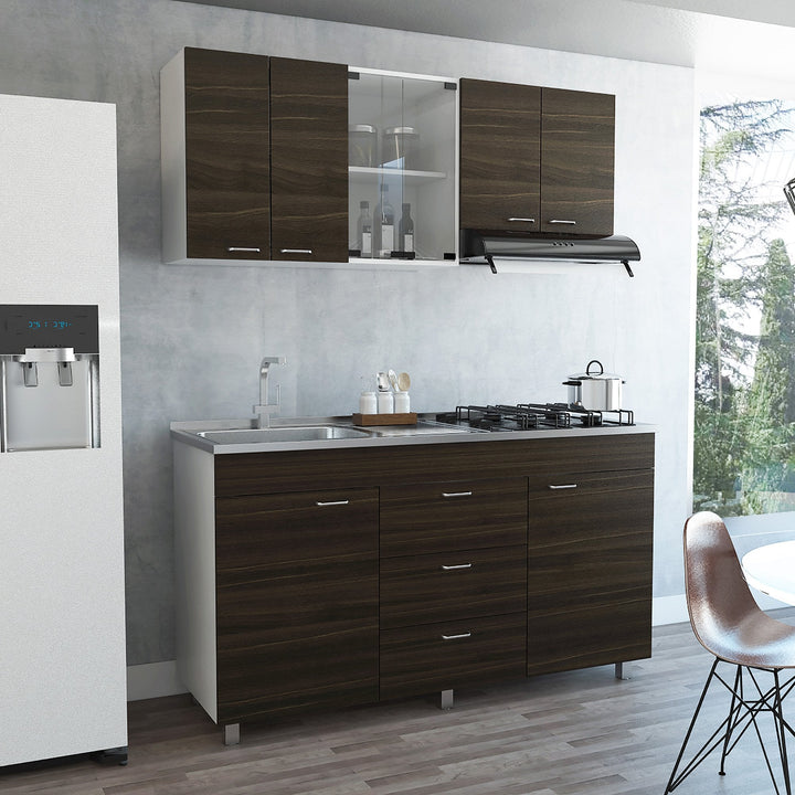 Cocina Integral Laurel color Wengue y Blanco .