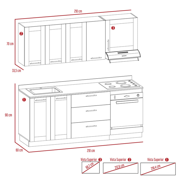 Cocina Integral Elica color Beige .