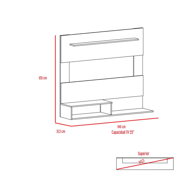 Panel para TV Ascher color Wengue para Sala.