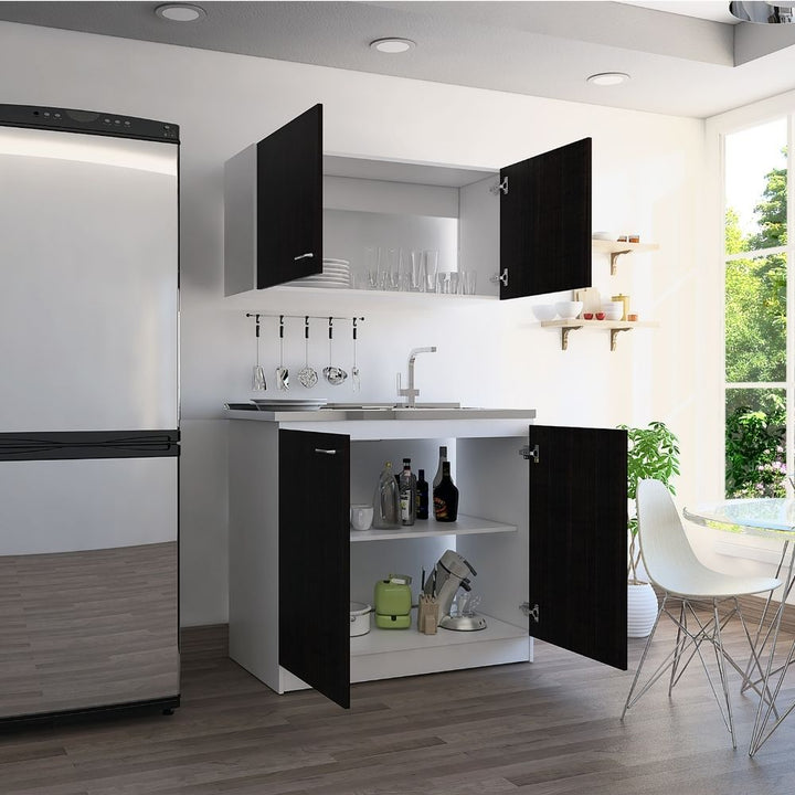 Cocina Integral Cantabria color Roble y Blanco .