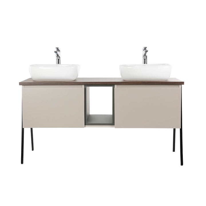 Mueble Lavamanos Rahim color Chocolate y Cocoa para Baño.