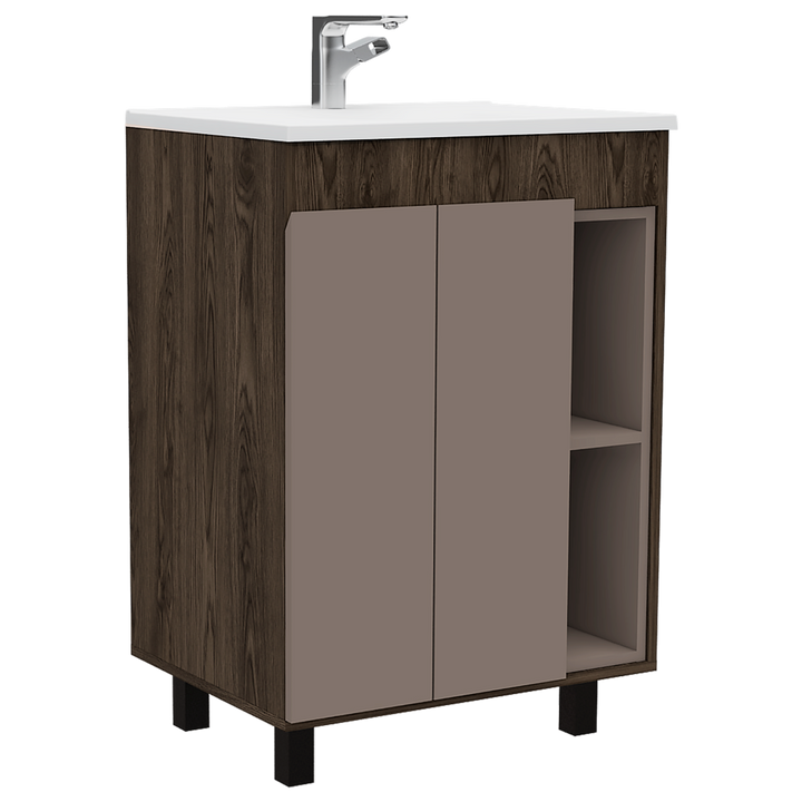 Mueble Lavamanos Meka color Cognac y Cocoa para Baño.