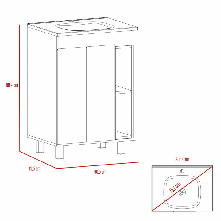 Mueble Lavamanos Meka color Cognac y Cocoa para Baño.