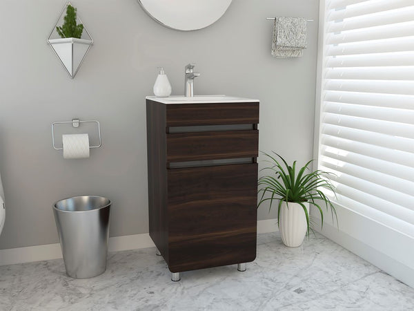 Mueble Lavamanos Aluvy color Caoba y Gris para Baño.