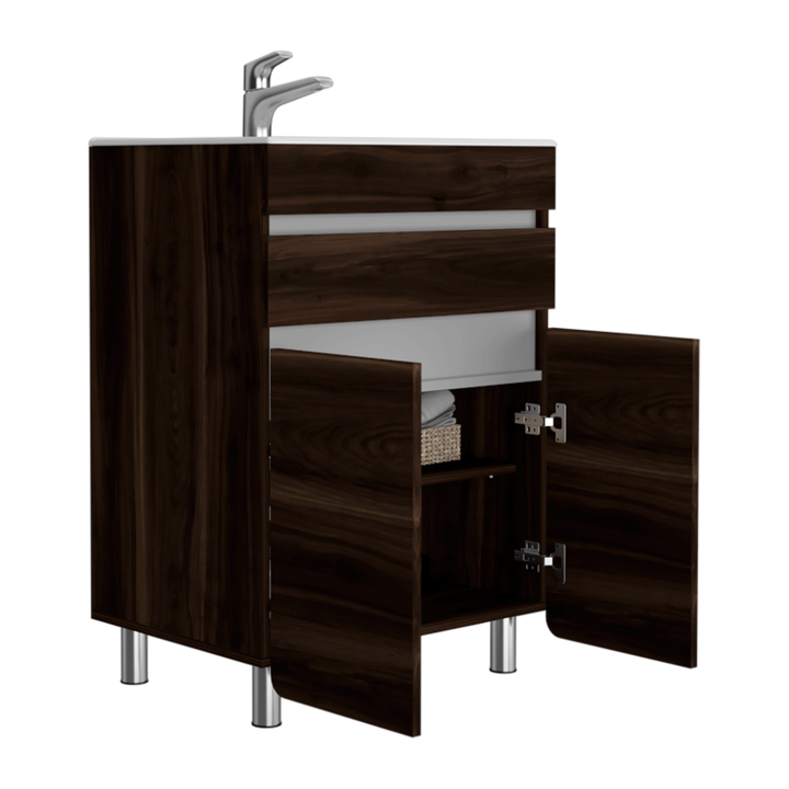 Mueble Lavamanos Aluvy color Caoba y Gris para Baño.