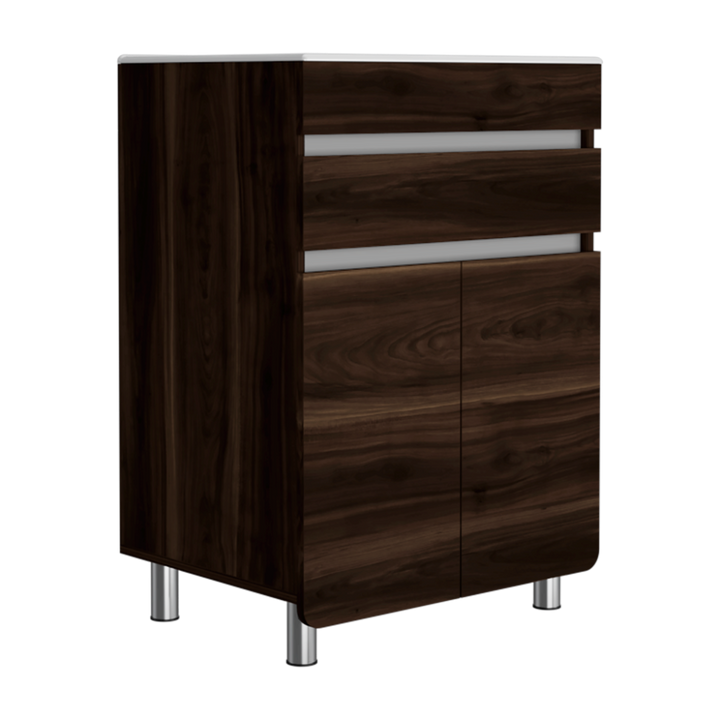 Mueble Lavamanos Aluvy color Caoba y Gris para Baño.