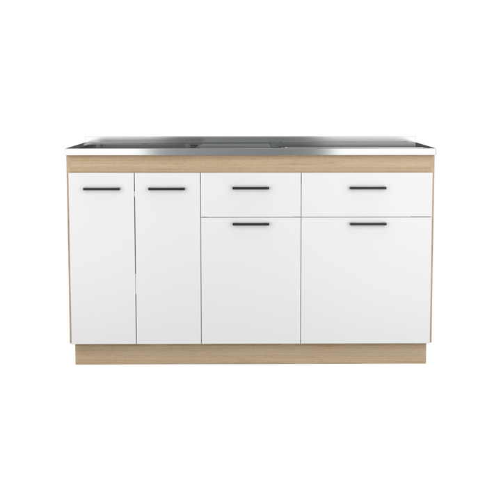 Gabinete Inferior Galapa color Blanco y Beige para Cocina.