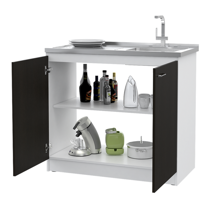 Gabinete Inferior Cantabria color Wengue y Blanco para Cocina.