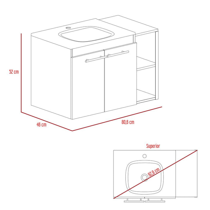 Mueble Lavamanos Anney color Café claro para Baño.