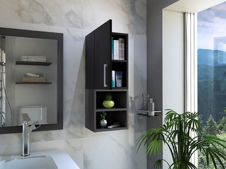Gabinete de Baño Oporto color Negro y Plata Oscuro .