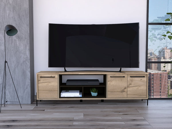 Mesa para Tv 65" Shanghai, Duna y Wengue, Con Variedad de Entrepaños
