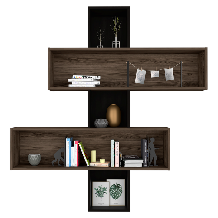Repisa Frello color Chocolate y Wengue para Ambientes.