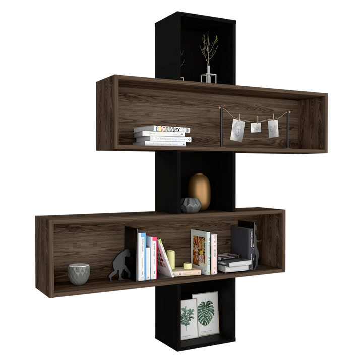 Repisa Frello color Chocolate y Wengue para Ambientes.