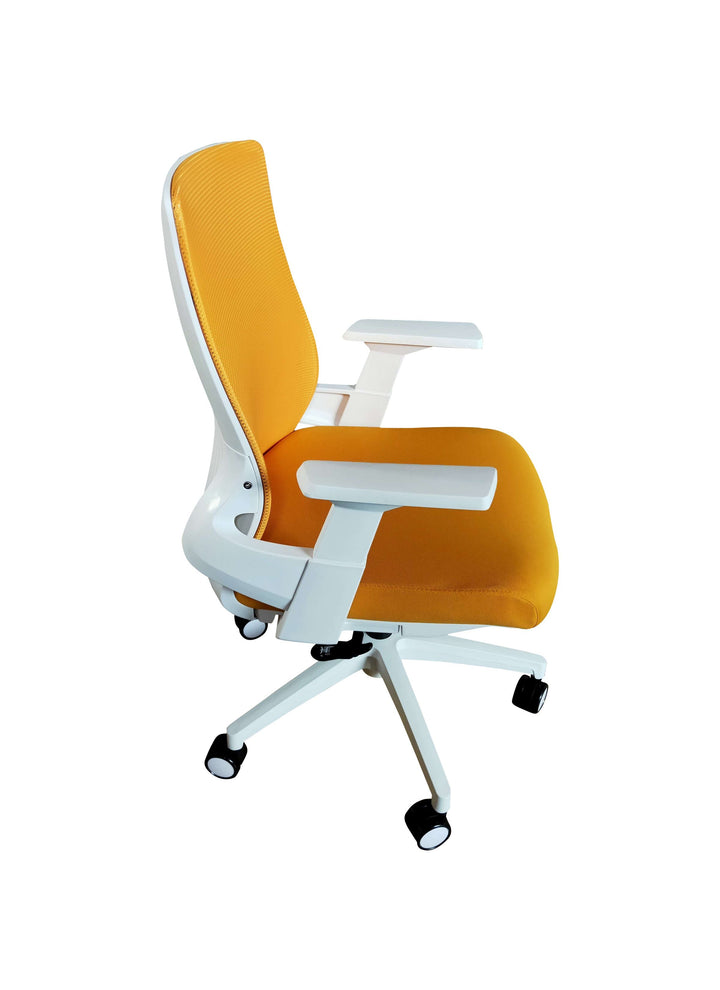 Silla de Escritorio Ejecutiva Atenas color Amarillo y Blanco para Oficina.