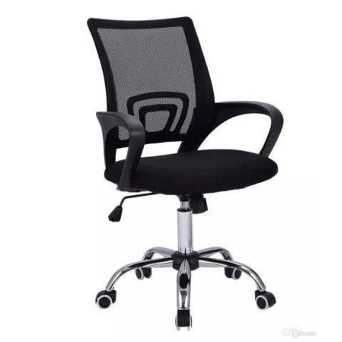 Silla Oficina X-60B, Negro, con Cómodo Espaldar y Rodachines