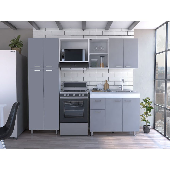 Cocina Integral Stella color Blanco y Gris .