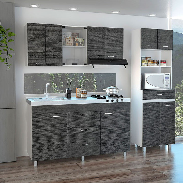 Cocina Integral Venecia color Gris y Blanco .