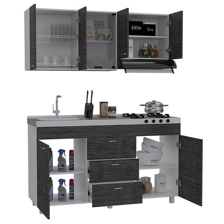 Cocina Integral Venecia color Gris y Blanco .