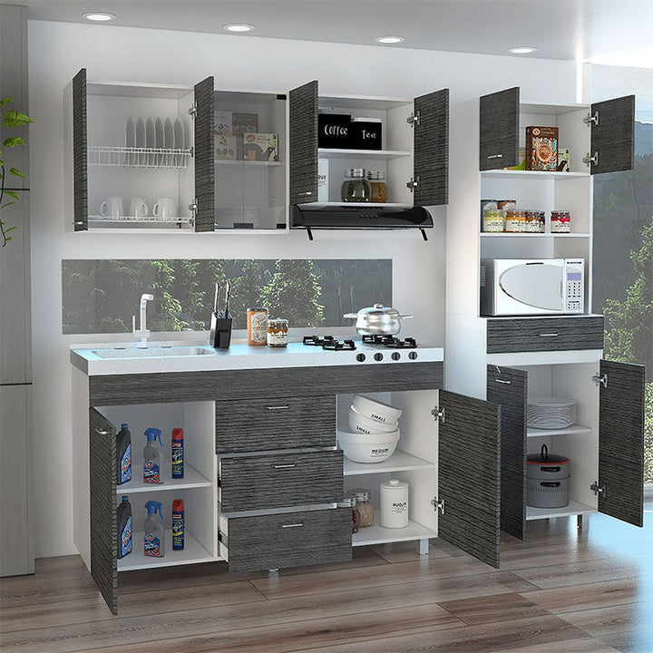 Cocina Integral Venecia color Gris y Blanco .