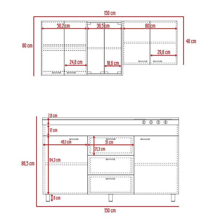 Cocina Integral Antilla color Gris y Blanco .