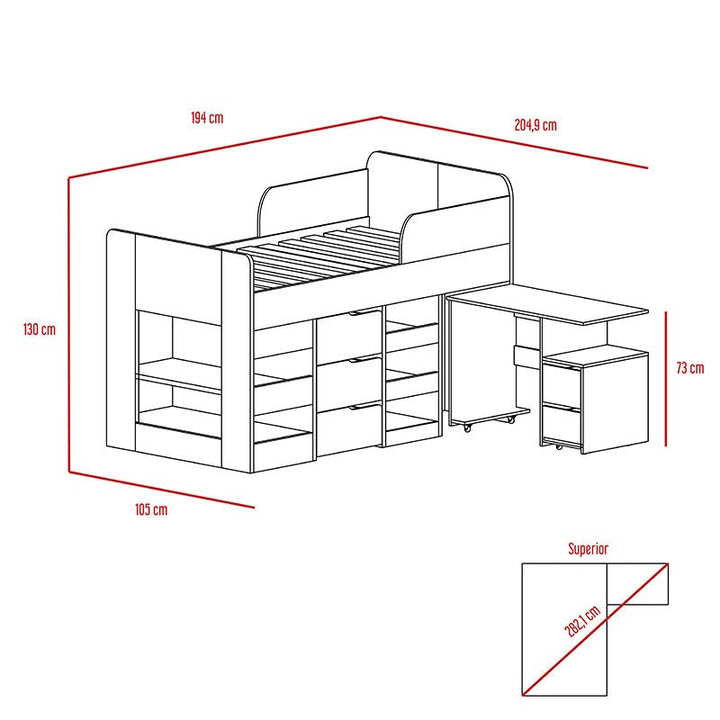 Combo para Habitación Fresno, incluye Cama y Escritorio.