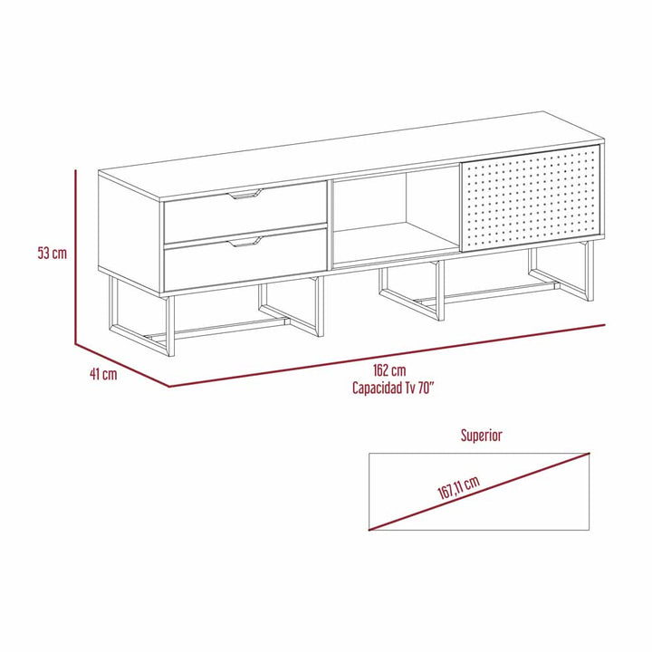 Mesa para TV Maryland color Castaño y Blanco para Sala.