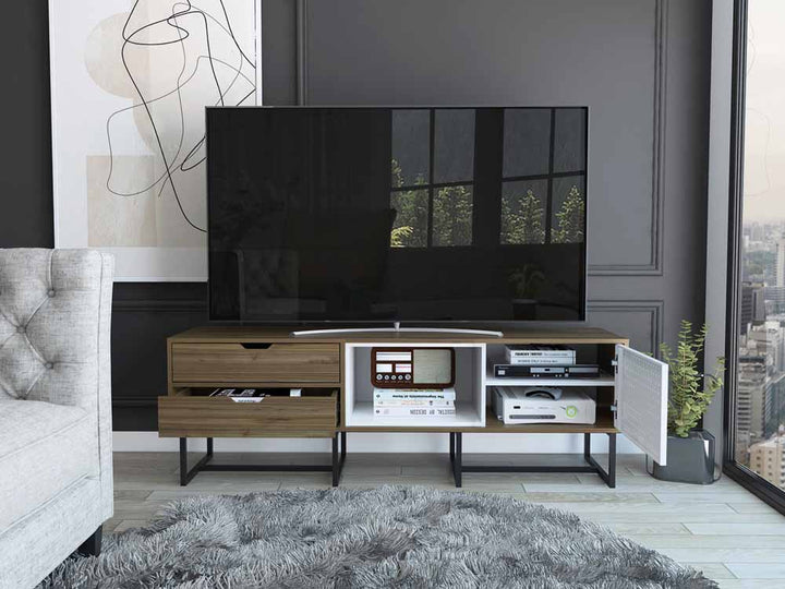 Mesa para TV Maryland color Castaño y Blanco para Sala.