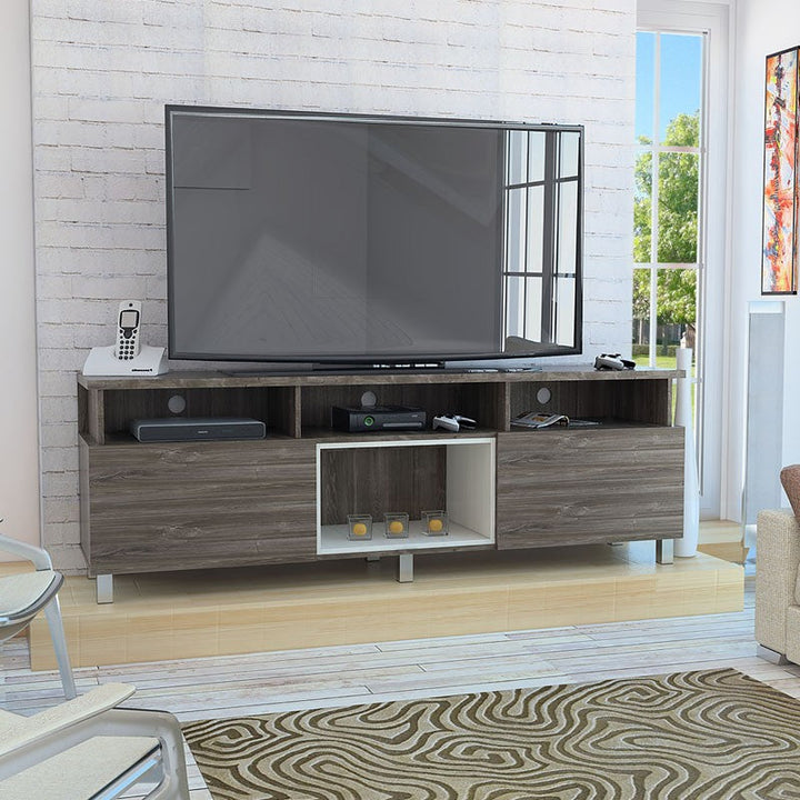 Mesa para TV Kai color Avellana y Nevado para Sala.
